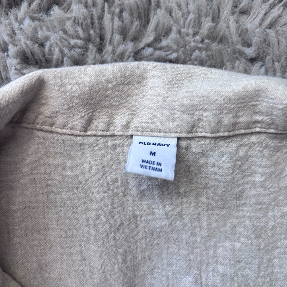Old Navy Cream Linen Blend Shirt size Medium Minimalist - Picture 3 of 7